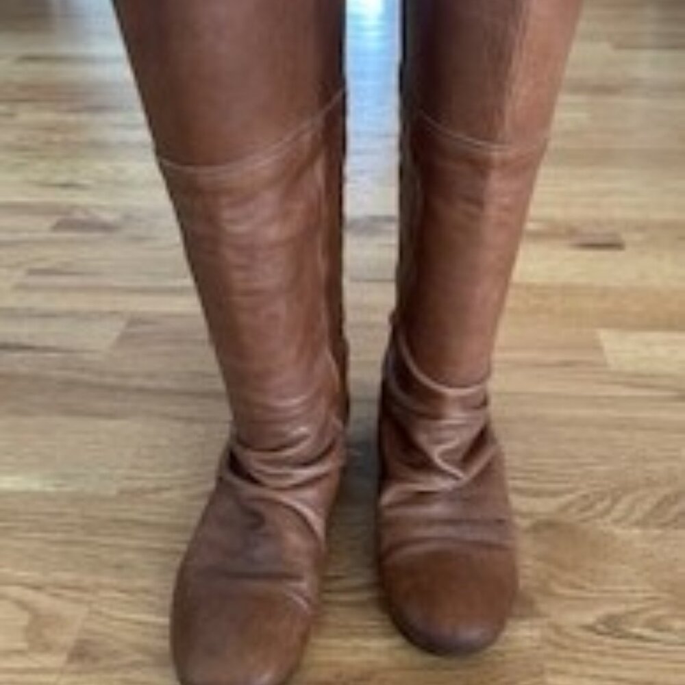 Brown leather boots